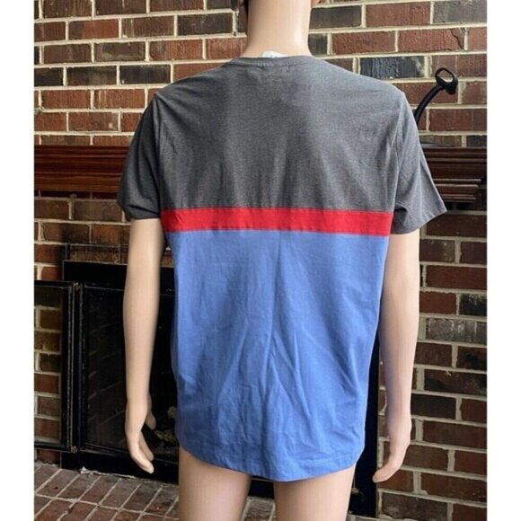 Perry Ellis Men's  Large Blue/Gray/Red Short Sleeve Crew Neck T-Shirt Cotton New - Picture 2 of 11